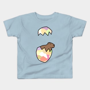 Serious Capybara Popping Out of Funny Easter Egg Kids T-Shirt